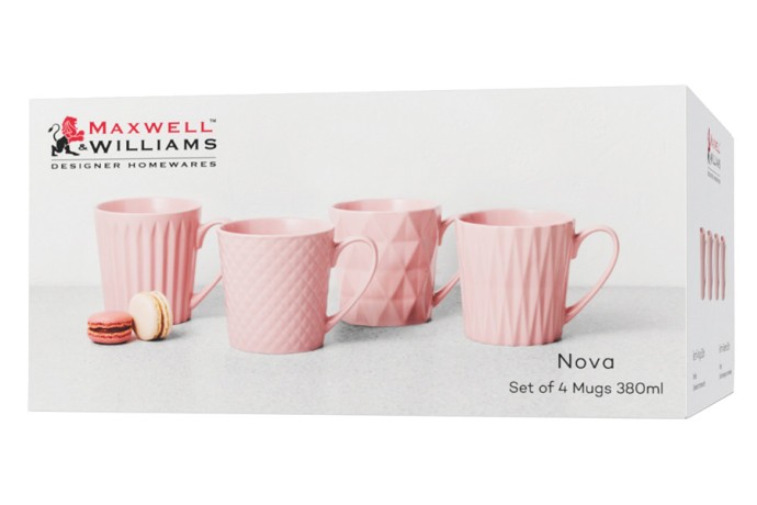 Набор из 4-х кружек Nova, розовый, 0,38 л. Maxwell & Williams