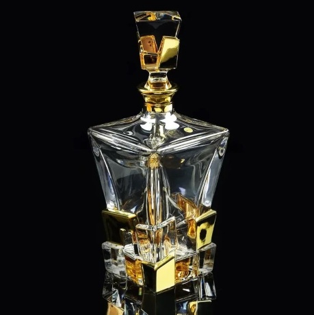 Графин для виски LORD, 0,85 л. H29 см, хрусталь/декор золото 24К