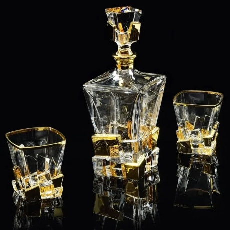 Графин для виски LORD, 0,85 л. H29 см, хрусталь/декор золото 24К