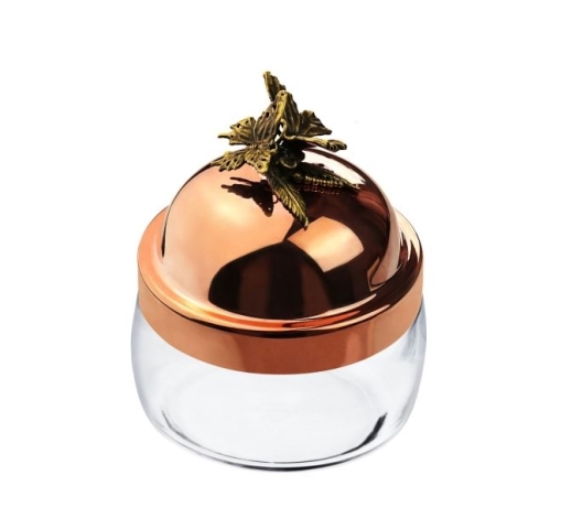 Банка под сыпучие продукты, 420 мл. "Бабочки" с медной крышкой