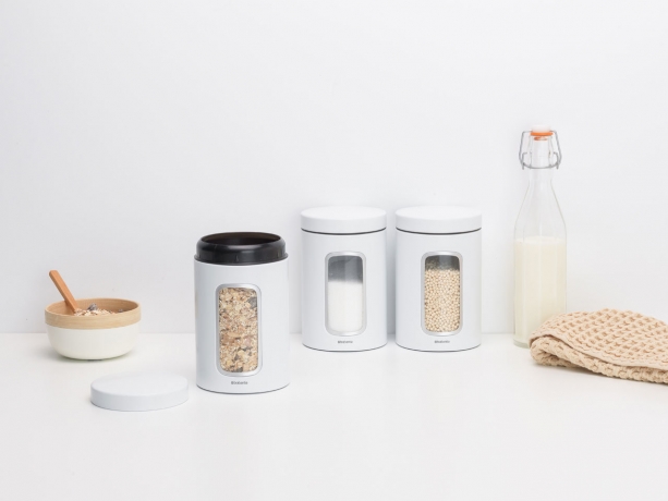Набор контейнеров для сыпучих продуктов с окном (1,4 л), 3 шт., Белый Brabantia