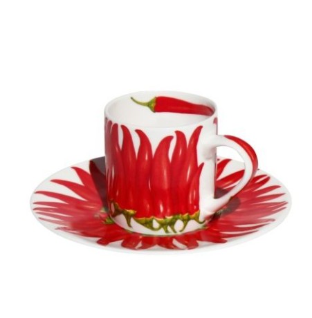 Чашка с блюдцем для кофе PEPPER, 100 мл. RED Taitu