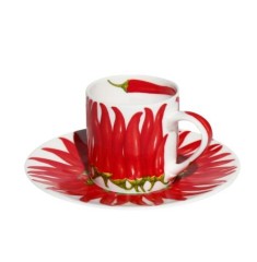 Чашка с блюдцем для кофе PEPPER, 100 мл. RED Taitu