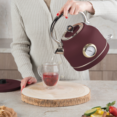 Чайник с термометром электрический, 1,7 л. матовый бордо, Leonardo, Berlinger Haus