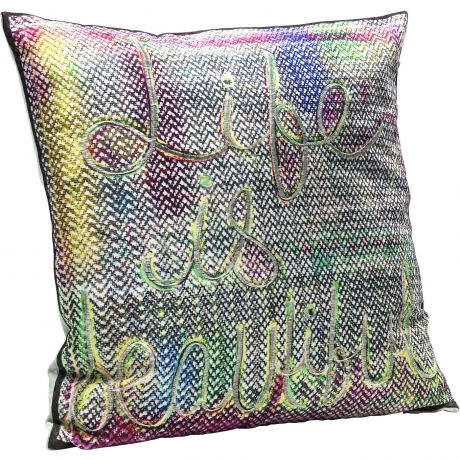 Подушка Life Is Beautiful, коллекция "Жизнь прекрасна" 45*10*45, Полиэстер, Хлопок, Вискоза, Мультиколор