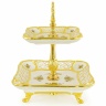Менажница, 32х32х35 см. 2 яруса. FIORI GOLD, керамика/латунь
