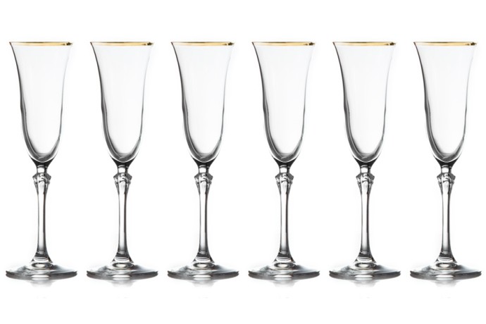Набор бокалов для шампанского, Gemma золото, 0,15 л. 6 шт. Le Stelle