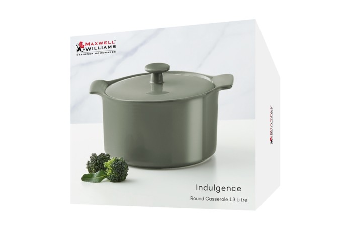 Кастрюля, 1,3 л, с крышкой, фарфор P, серо-зеленая, Indulgence. Maxwell & Williams