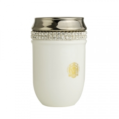 Стакан настольный Migliore Dubai, керамика, декор платина, swarovski