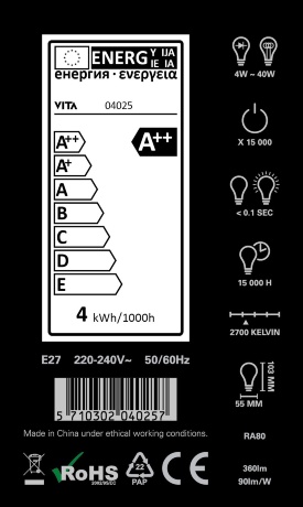 Энергосберегающая лампа Idea LED Filament bulb A++, 2W-E27, Umage
