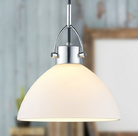 Подвесной светильник DENVER, Ø26 см. опал/хром, Halo Design