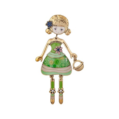 Брошь Девочка с сумочкой