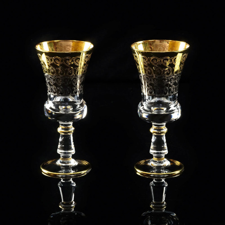 Бокалы для вина/воды CREMONA, набор 2 шт, хрусталь/декор золото 24К