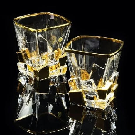 Стаканы, 300 мл. для виски LORD, набор 2 шт, хрусталь/декор золото 24К
