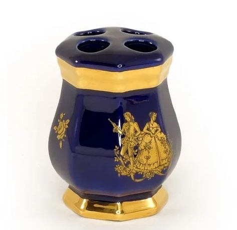 Стакан для зубных щеток, 8х8х10,5 см. AMANTE BLU, керамика