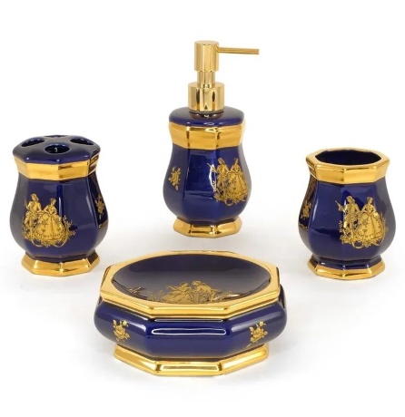 Стакан для зубных щеток, 8х8х10,5 см. AMANTE BLU, керамика