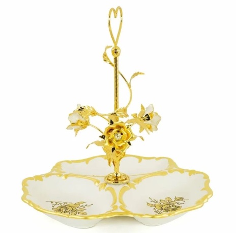 Менажница, 35х35см. FIORI GOLD, керамика/латунь