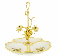 Менажница, 35х35см. FIORI GOLD, керамика/латунь