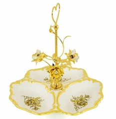 Менажница, 35х35см. FIORI GOLD, керамика/латунь