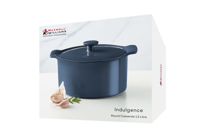 Кастрюля, 1,3 л, с крышкой, фарфор P, синяя, Indulgence, Maxwell & Williams