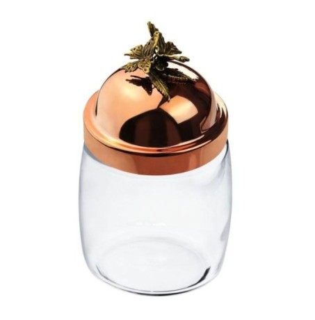 Банка под сыпучие продукты, 920 мл. "Бабочки" с медной крышкой