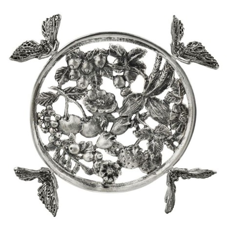 Подставка под турку "Бабочки (без ножек)" посереб. с черн.