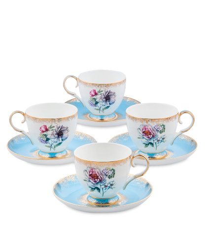 JK-129 Чайный набор на 4 перс. "Цветок Неаполя" (Fiore Napoli Pavone)