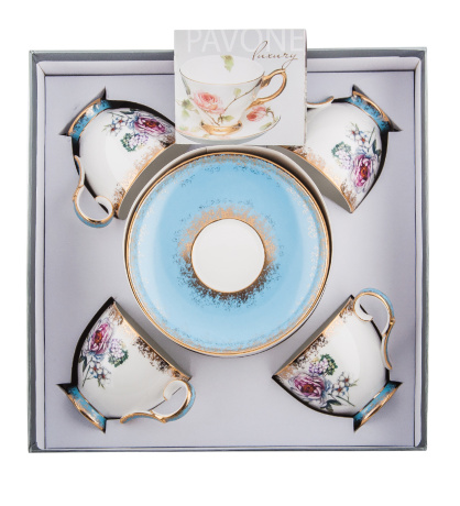 JK-129 Чайный набор на 4 перс. "Цветок Неаполя" (Fiore Napoli Pavone)