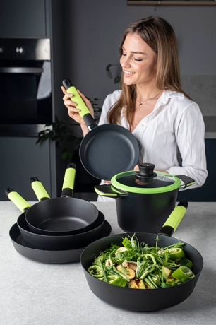Сотейник, 20 см. зеленый индукционный, Squality