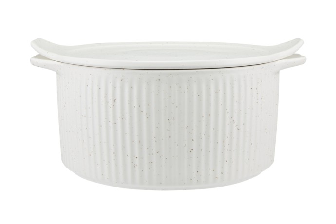 Кастрюля, 3 л, с крышкой, фарфор P, круглая, молочная, в крапинку, Speckle, Maxwell & Williams