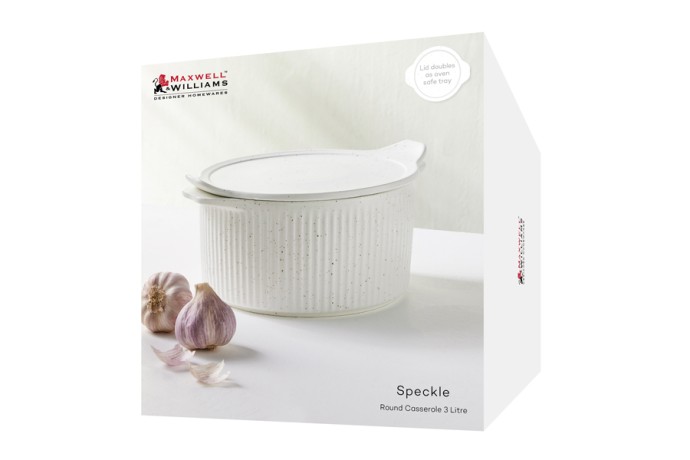 Кастрюля, 3 л, с крышкой, фарфор P, круглая, молочная, в крапинку, Speckle, Maxwell & Williams