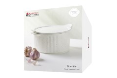 Кастрюля, 3 л, с крышкой, фарфор P, круглая, молочная, в крапинку, Speckle, Maxwell &amp; Williams