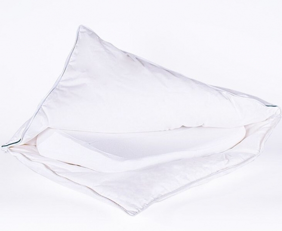 Подушка с анатомическим эффектом "Заботливый сон" 50х68 см. в съемном чехле - гусиный пух, Natures