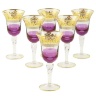 Бокалы для вина/воды LUCIANA, набор 6 шт, хрусталь фиолетовый/декор золото 24К