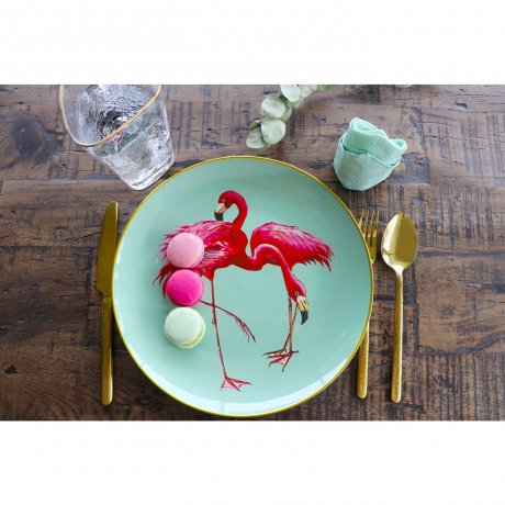 Тарелка декоративная Flamingo, 27х27х3 см. Фаянс, Зеленый