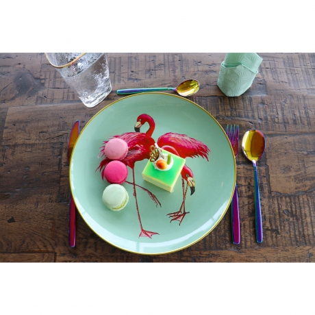 Тарелка декоративная Flamingo, 27х27х3 см. Фаянс, Зеленый