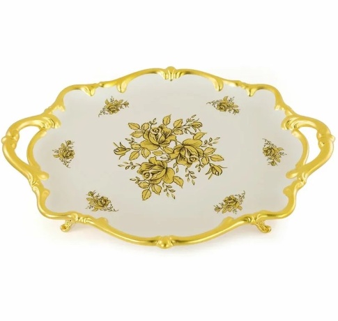 Поднос с ручками, 46x32x10 см. FIORI GOLD, керамика