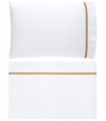 Комплект постельного белья "SAN MARCO", перкаль, 150х210+220x240+50х70 см. белый/золотой, BOVI