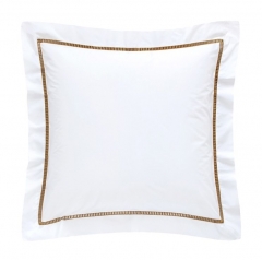 Комплект постельного белья "SAN MARCO", перкаль, 150х210+220x240+50х70 см. белый/золотой, BOVI