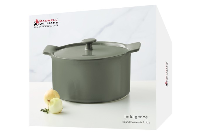 Кастрюля, 3 л, с крышкой, фарфор P, серо-зеленая, Indulgence, Maxwell & Williams