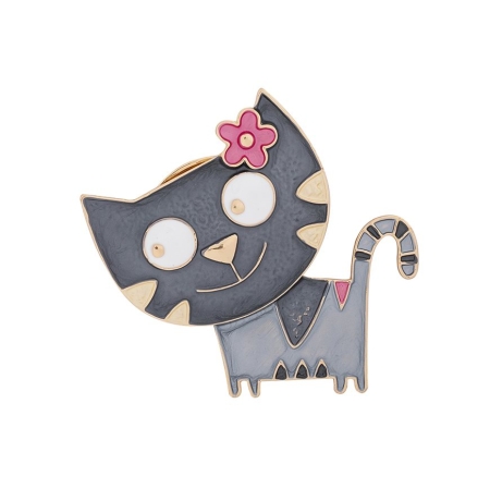Брошь Весёлый кот XZ0867.2 BW/G Shadore