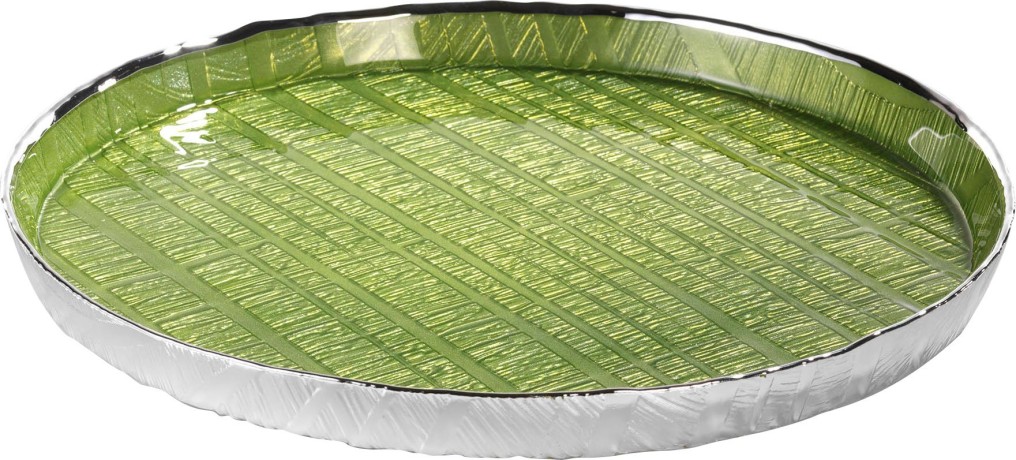 Поднос большой, 36 см. Wood Silver Green Argenesi