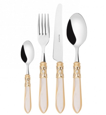 Набор из 24 столовых приборов ALADDIN (хром-слоновая кость-золото) в упаковке Compact Bugatti