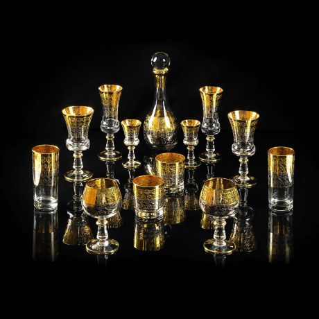 Бокалы для шампанского CREMONA, набор 2 шт, хрусталь/декор золото 24К