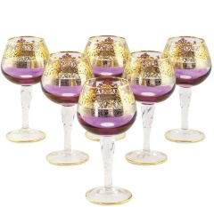 Бокалы для коньяка LUCIANA, набор 6 шт, хрусталь фиолетовый/декор золото 24К