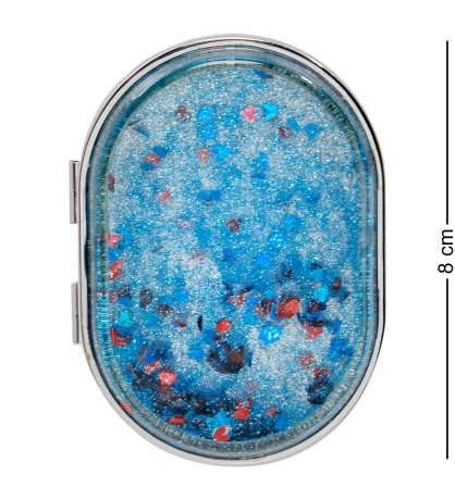 WW-114 Зеркало овальное серебристое с плавающими сердечками "Блеск"