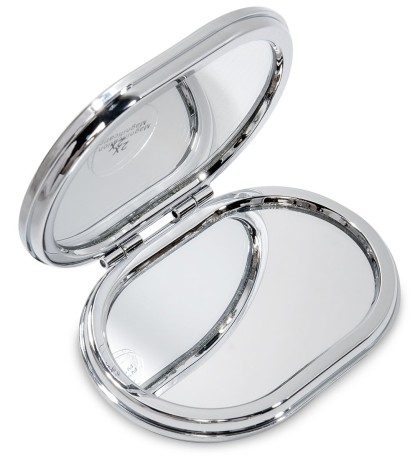 WW-114 Зеркало овальное серебристое с плавающими сердечками "Блеск"