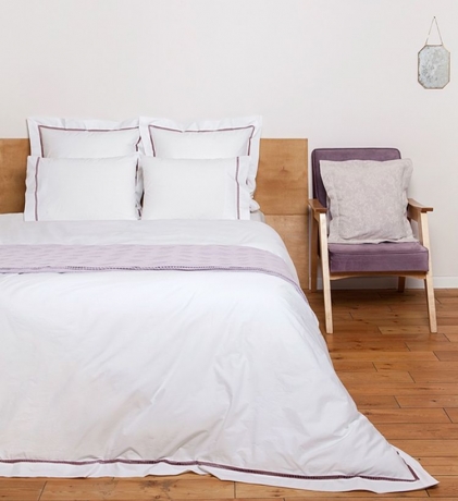 Комплект постельного белья "SAN MARCO", перкаль, 150х210+220x240+50х70 см. белый/лавандовый, BOVI