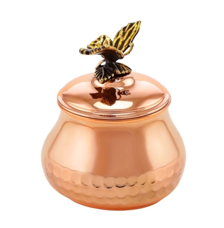 Сахарница "Бабочка" малая медная с луж. с чернью кованая