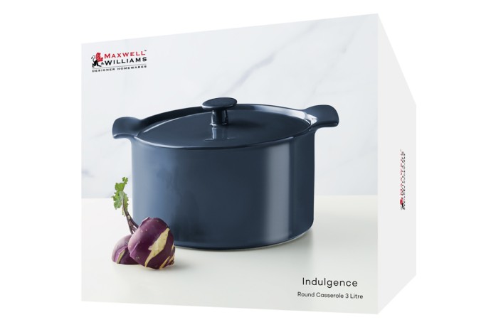 Кастрюля, 3 л, с крышкой, фарфор P, синяя, Indulgence, Maxwell & Williams
